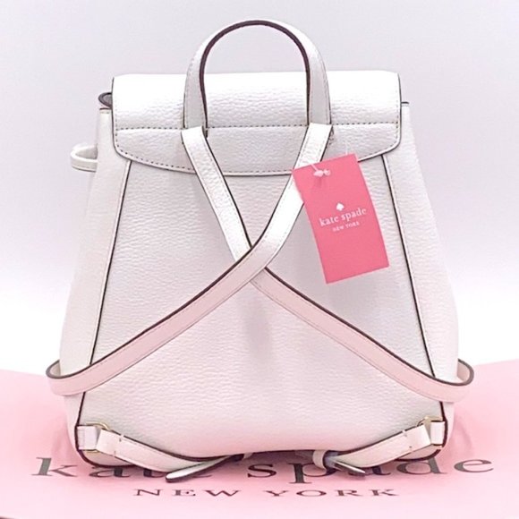 NWT Kate Spade1 - Leila Striped Canvas Pebble Leather Medium Flap Backpack8.4 - Picture 7 of 13